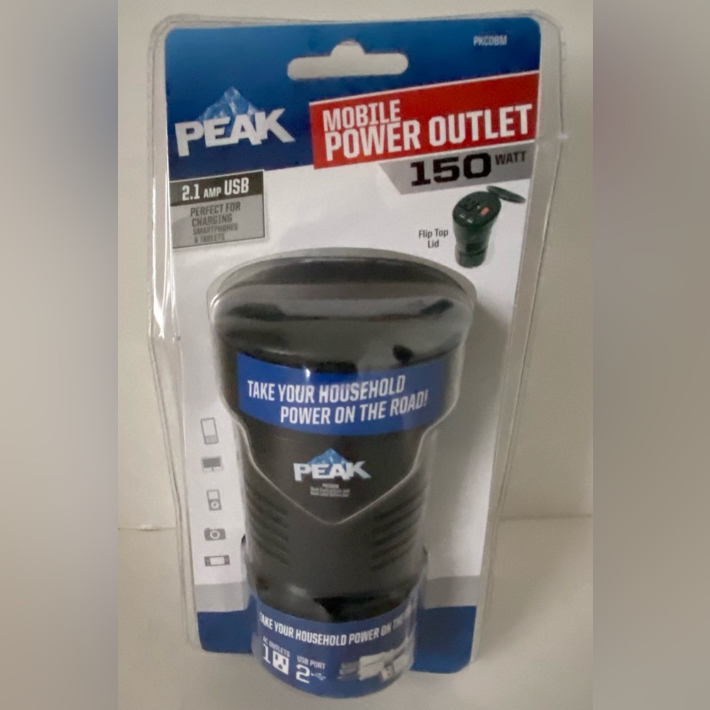 MOBILE POWER OUTLET by PEAK 120 VOLT 150 WATT,  2.1AMP USB